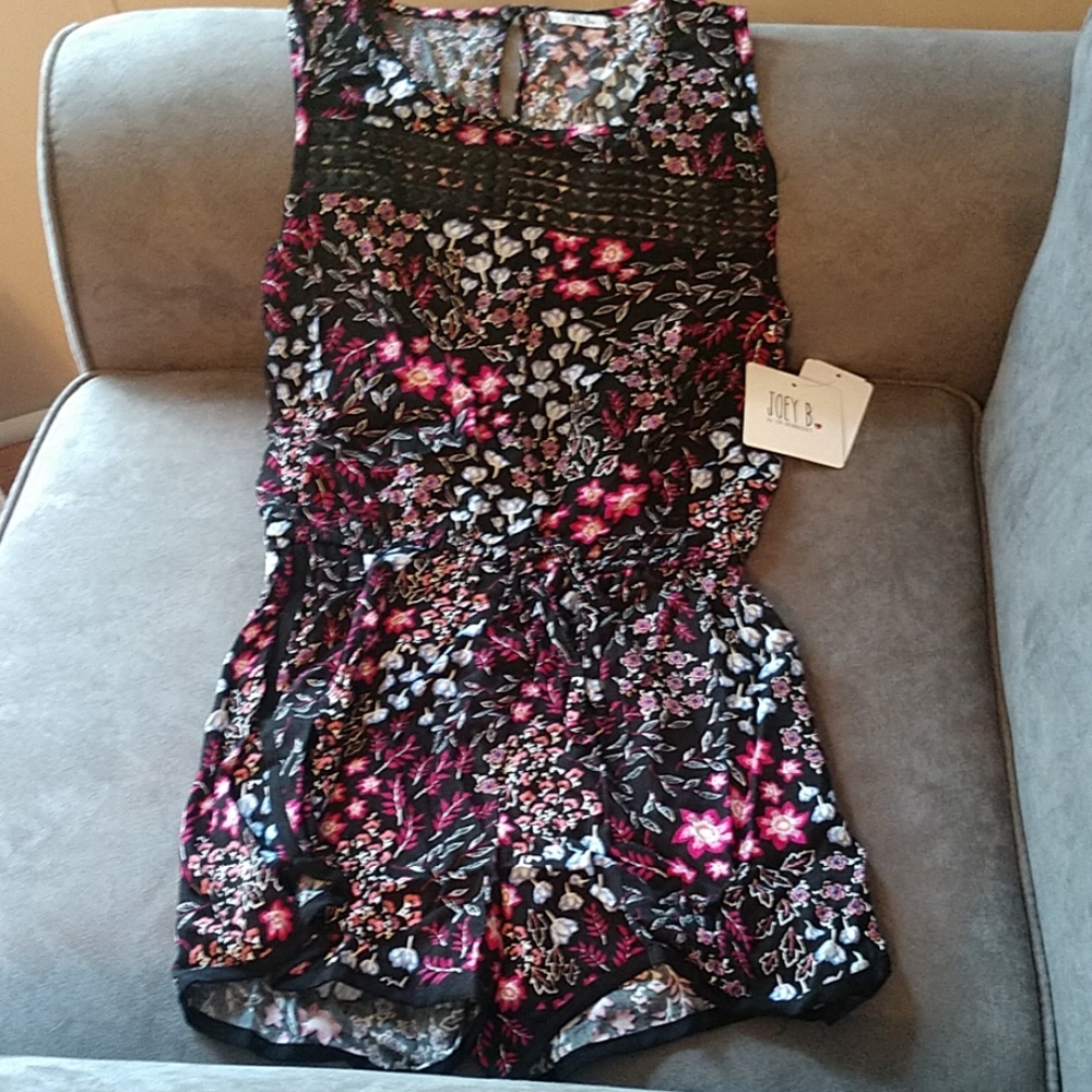 Girls Black & Floral Romper